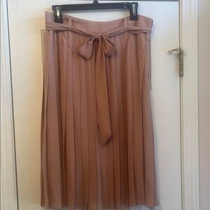 Ann Taylor Pleated Midi Skirt in Blush